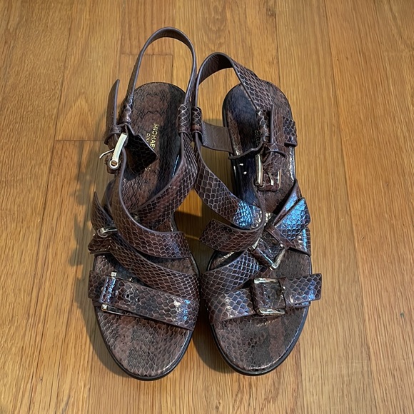 Michael Kors Collection Varick Snake Print Wedge Sandals - Picture 9 of 12